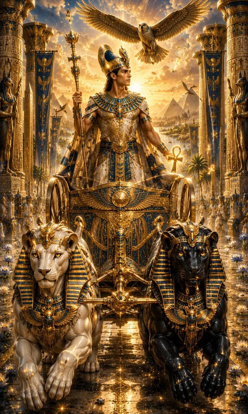 Carta El Carro del Tarot Egipcio