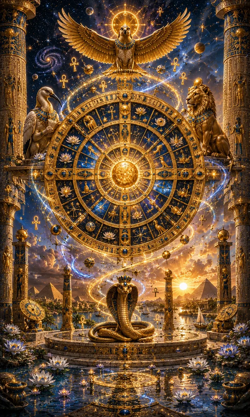 Carta La Rueda de la Fortuna del Tarot Egipcio
