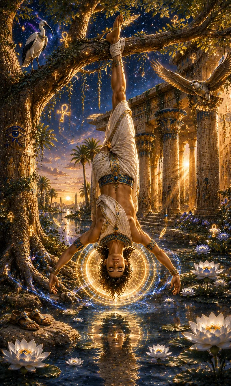 Carta El Colgado del Tarot Egipcio